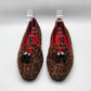Dana Buchman Leopard Print Red Slip On Flats Beaded Tassels Size 7.5