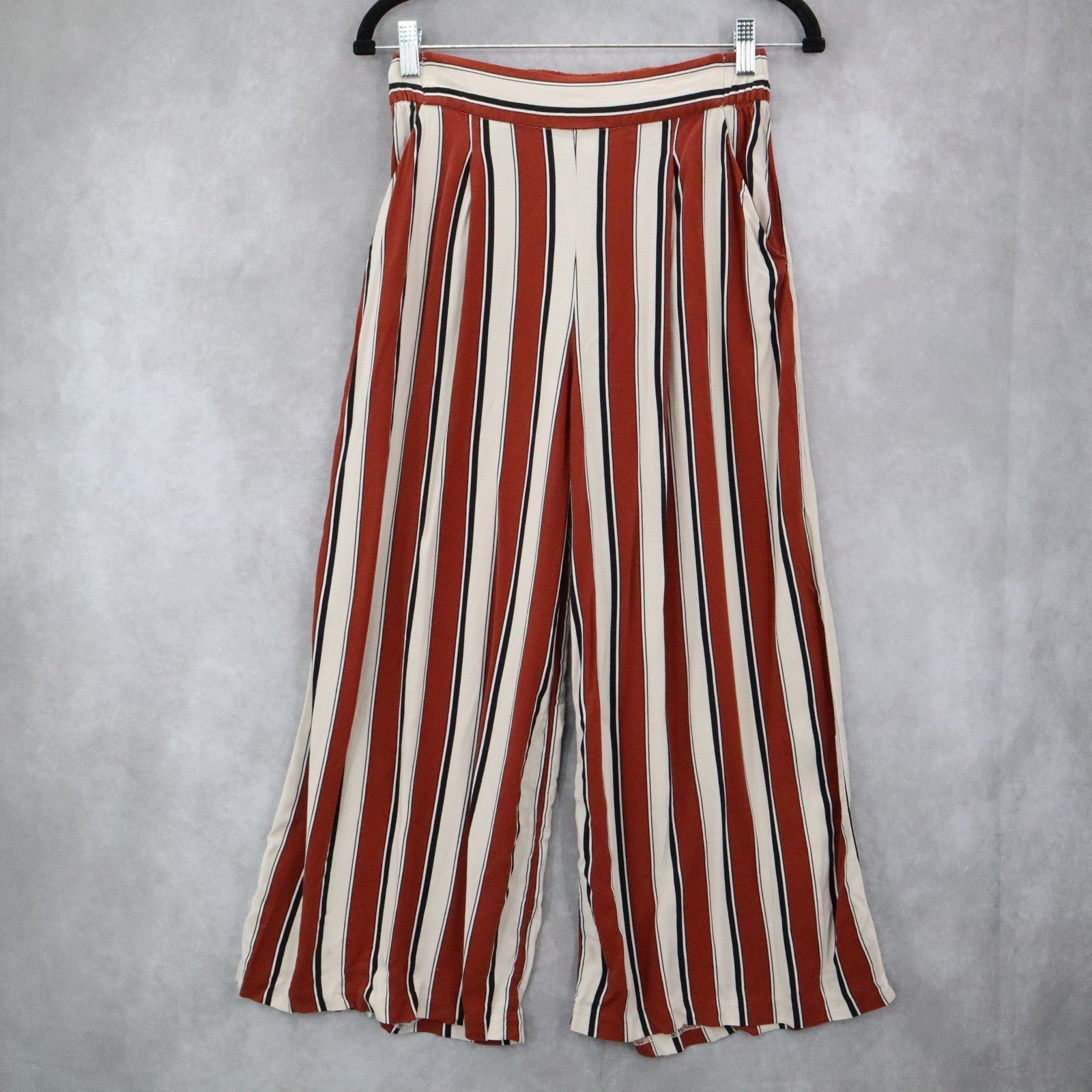 H&M Blown Striped Palazzo Wide Leg Boho Harem Trouser Pull On Pants Small 6