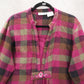 Blair Purple Flannel Plaid Floral Embroidered Western Boho Cotton Indie Large