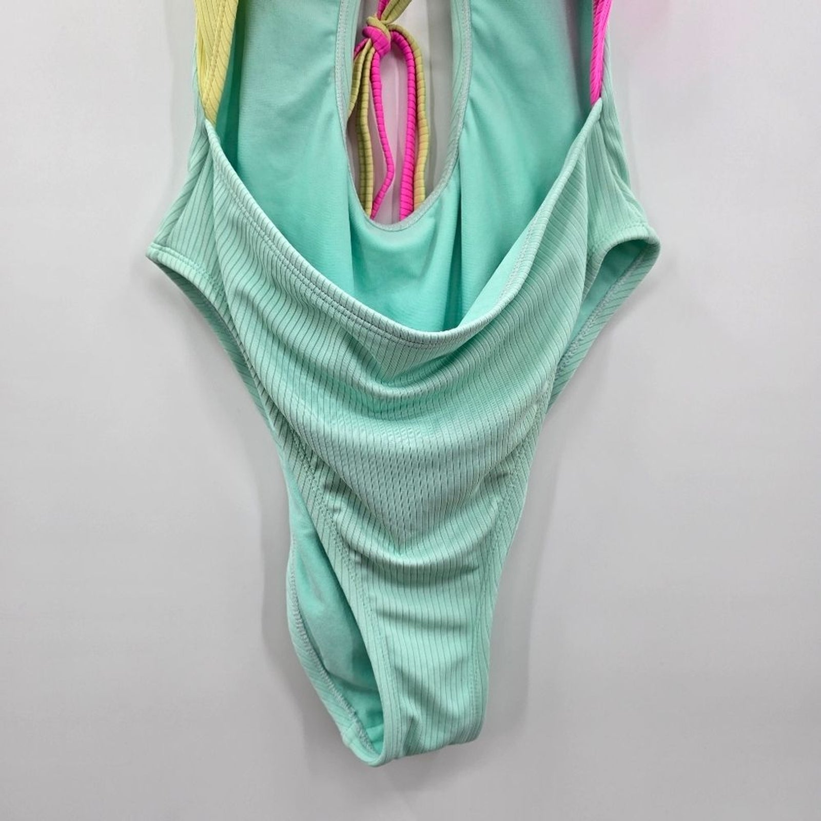 Xhilaration Pink Yellow Blue One Piece Cutout Bathing Suit Swimwear Large