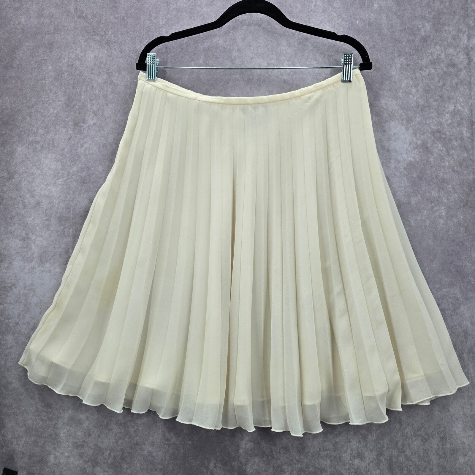 Preston & York Vintage Cream Pleat Flare Knee Length Short Skirt Plus 14