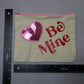 Be Mine Pink Sequin Heart Patch Pink Zipper Canvas Pouch Handmade Makeup Bag