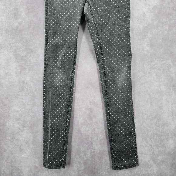 H&M Gray Polka Dot Skinny Denim Pull On Jeans Jeggings Junior Girls 4