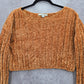 Favlux Yellow Crop Chenille Ribbed Sleeve Y2K VTG Academia Cozy Sweater Small