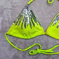 Victoria's Secret Yellow Silver Sequin Strap Tie Back Bikini Top Swimwear Small