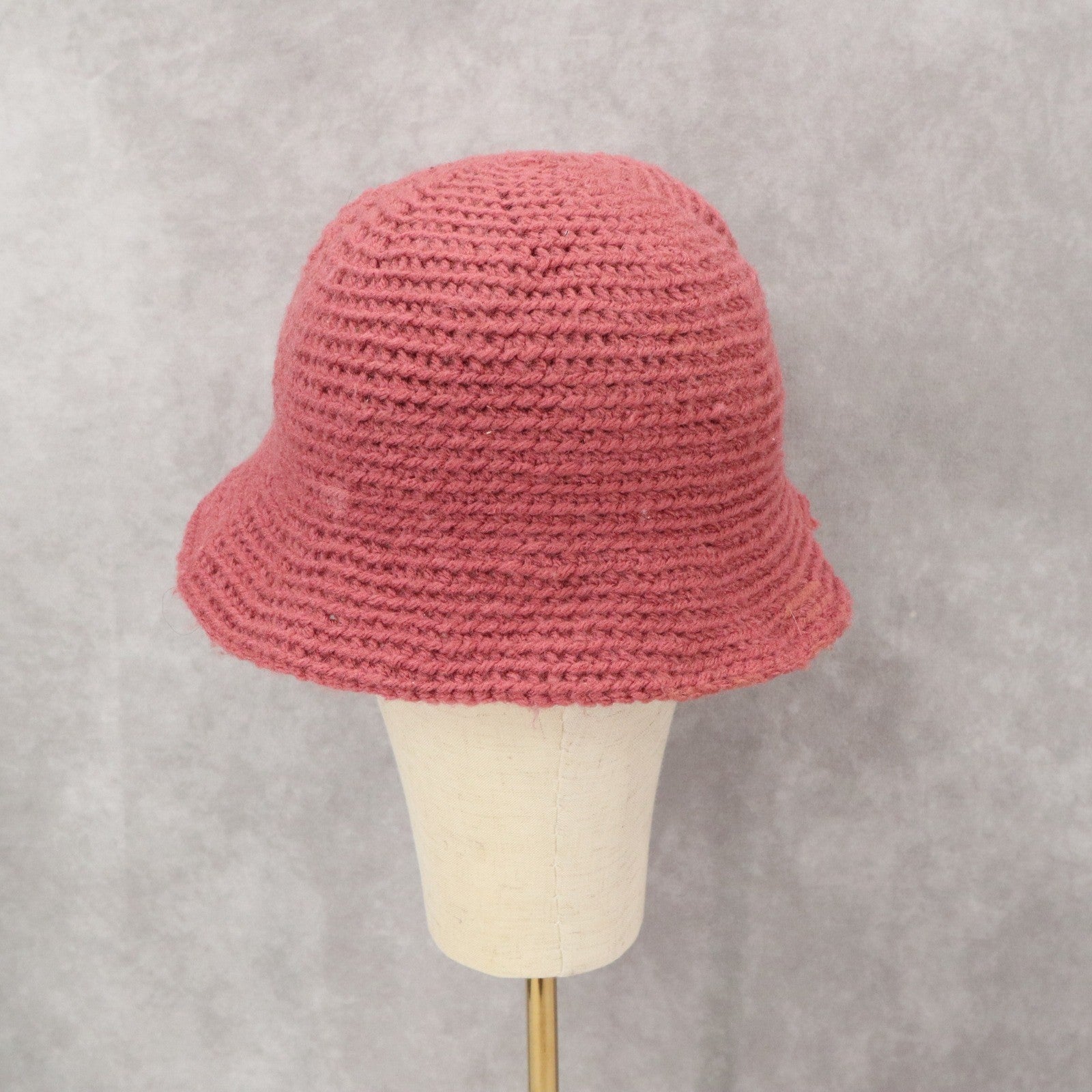 Pink Cable Knit Handmade Y2K Cozy Preppy Vintage Bucket Beanie Cap Hat