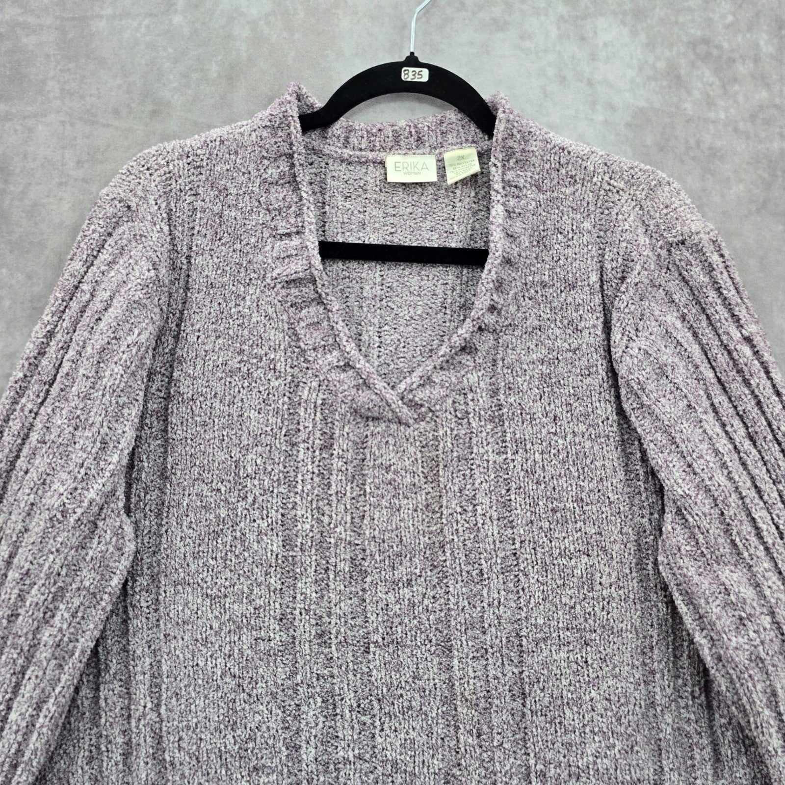 Erika Purple Chunky Oversized Ribbed Pullover Soft Y2K Chenille Sweater Plus 2X