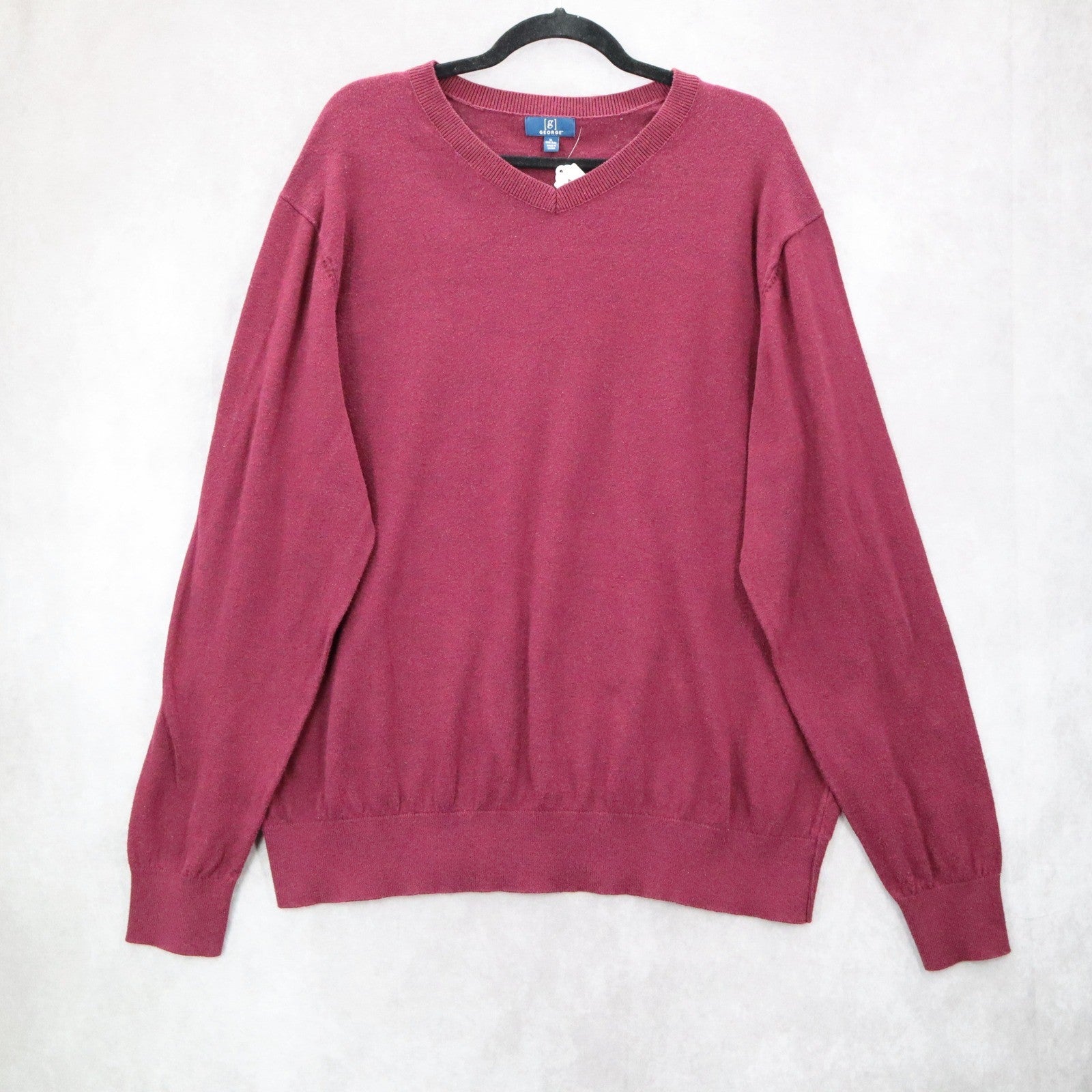 George Maroon Long Sleeve Pullover Crewneck  Sweater Preppy XL Extra Large