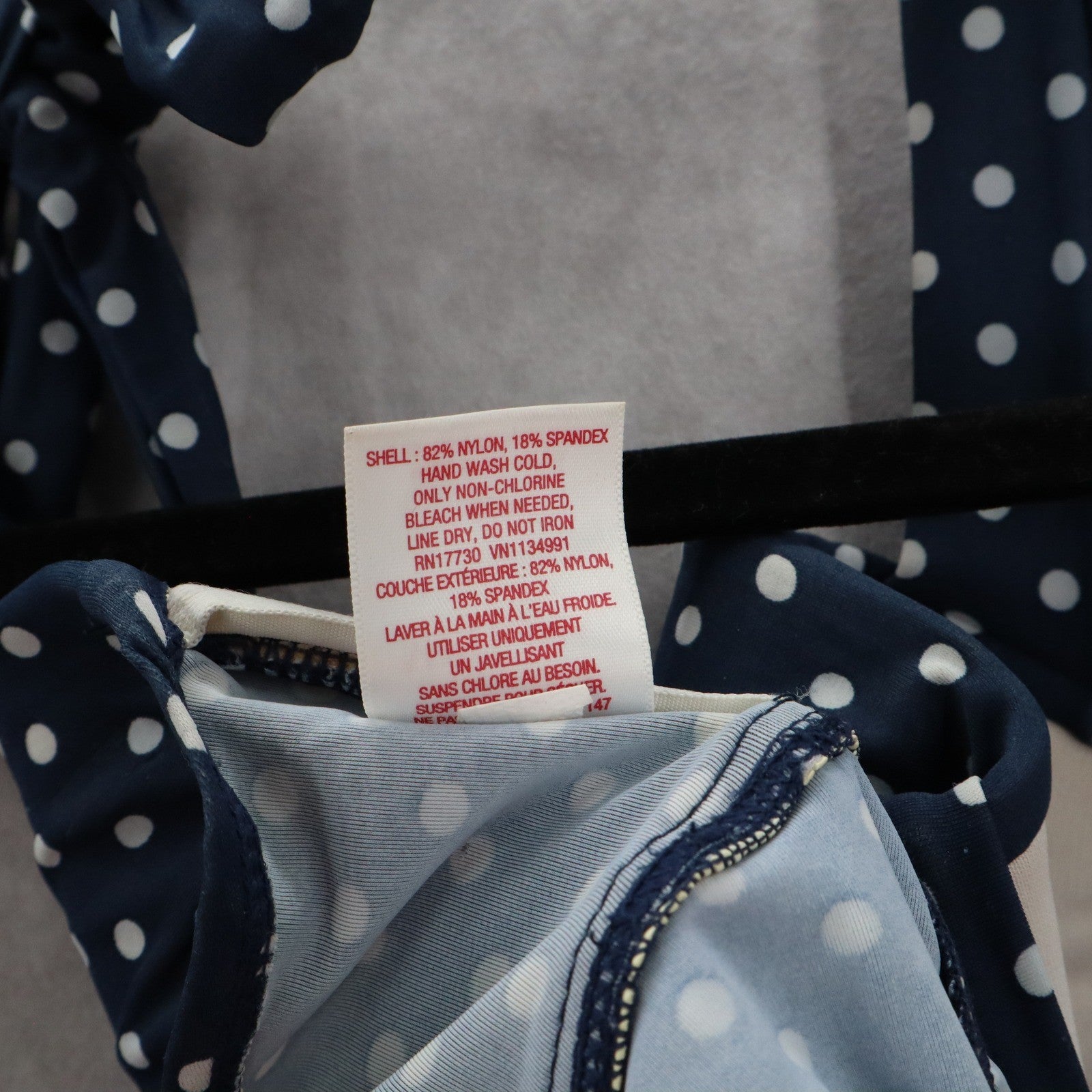 Merona Navy Blue Polka Dot Padded Halter Tie Swim Beach Tankini Top S Small