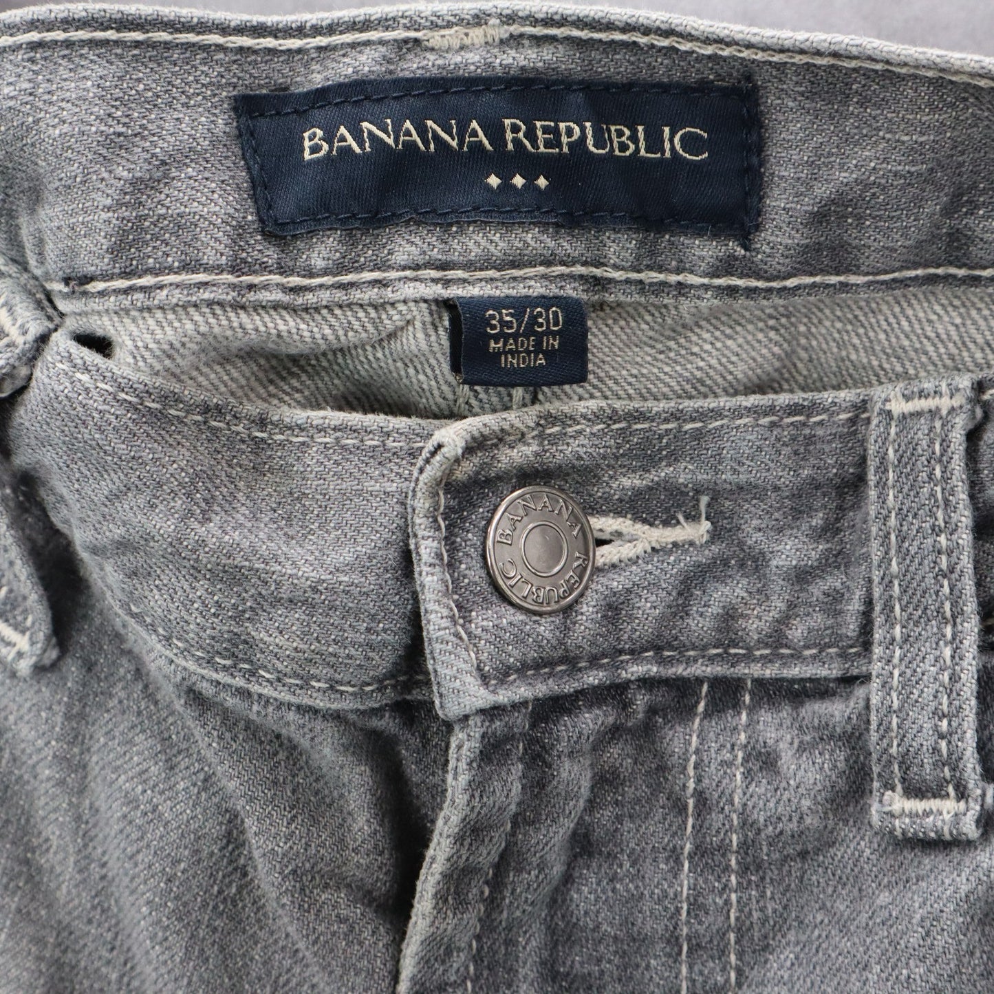 Banana Republic Gray Mens Denim Jeans Boot Cut Cotton Straight Leg 35/30