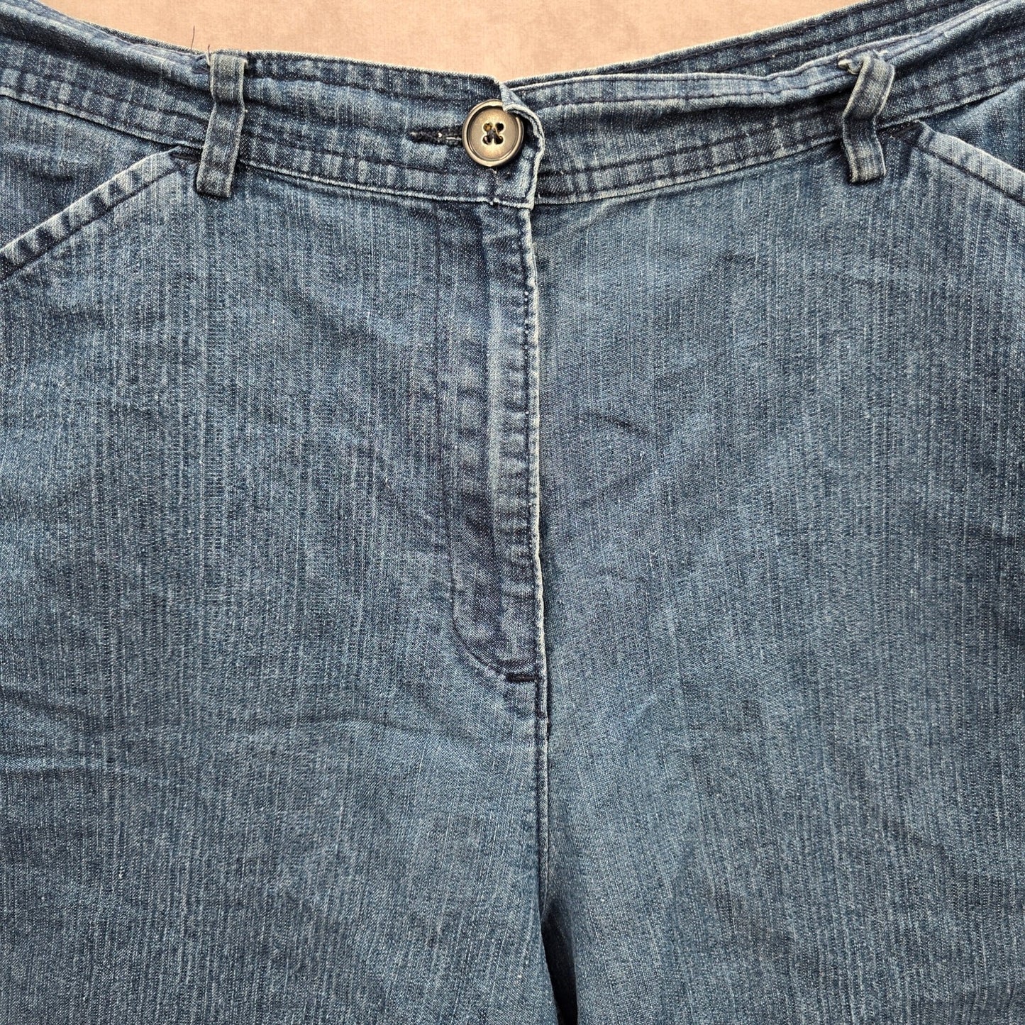 White Stag Blue Cotton Jeans Flat Front Bermuda Bottoms Pants Shorts Plus 14