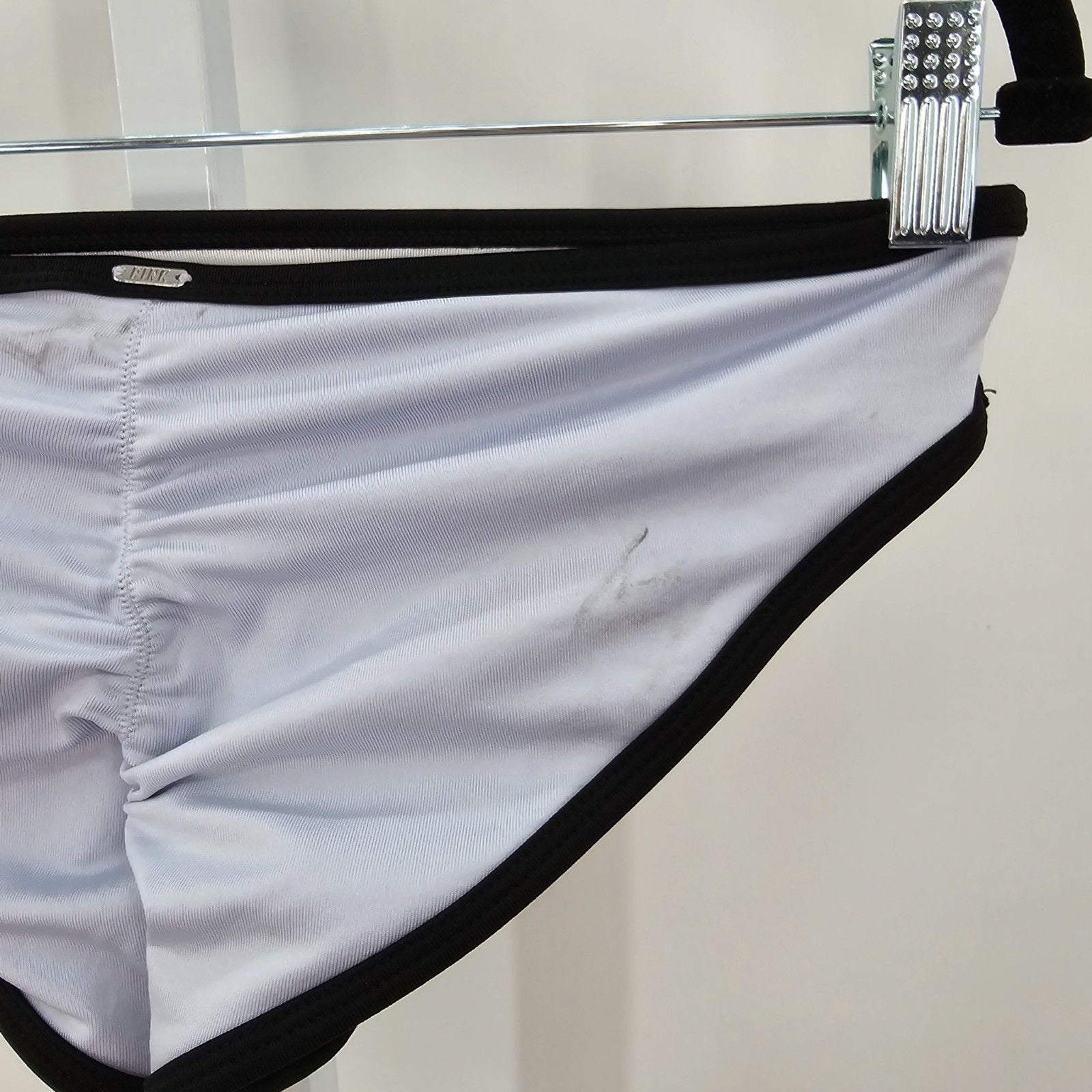 Victoria Secret Pink Active White Black Cheeky Bikini Bottoms Swim Size Medium