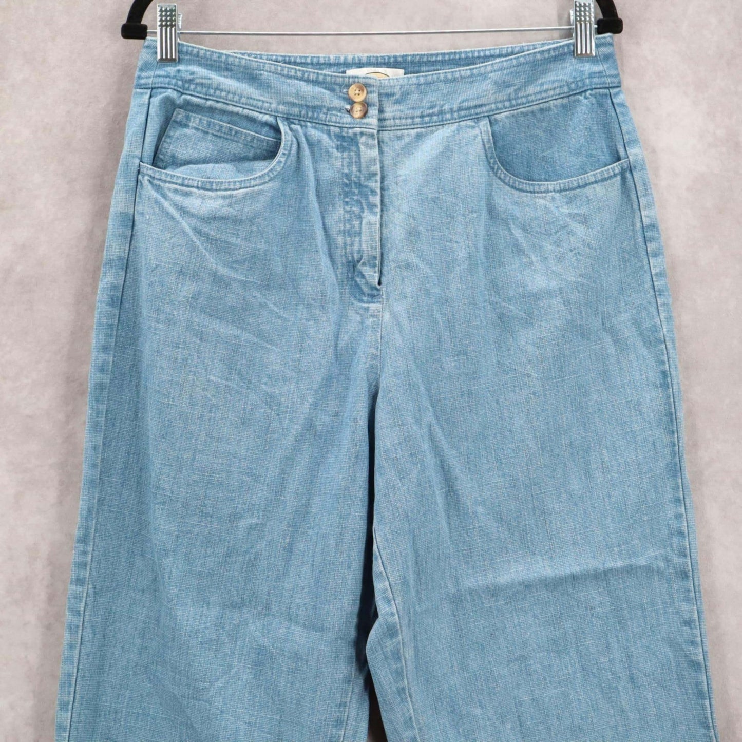 Talbots Blue Denim Straight Classic Tapered Leg Cotton Jeans Pants 12
