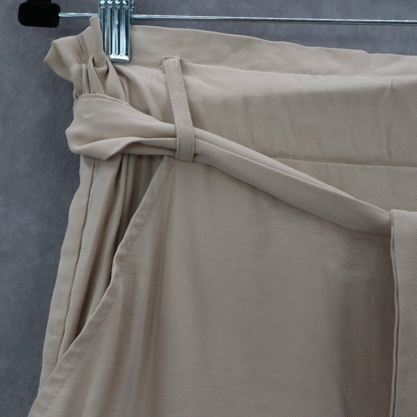 Evolutionary Tan Ruffle Pull On Wide Leg Belt Boho Comfy Trouser Pants L Large