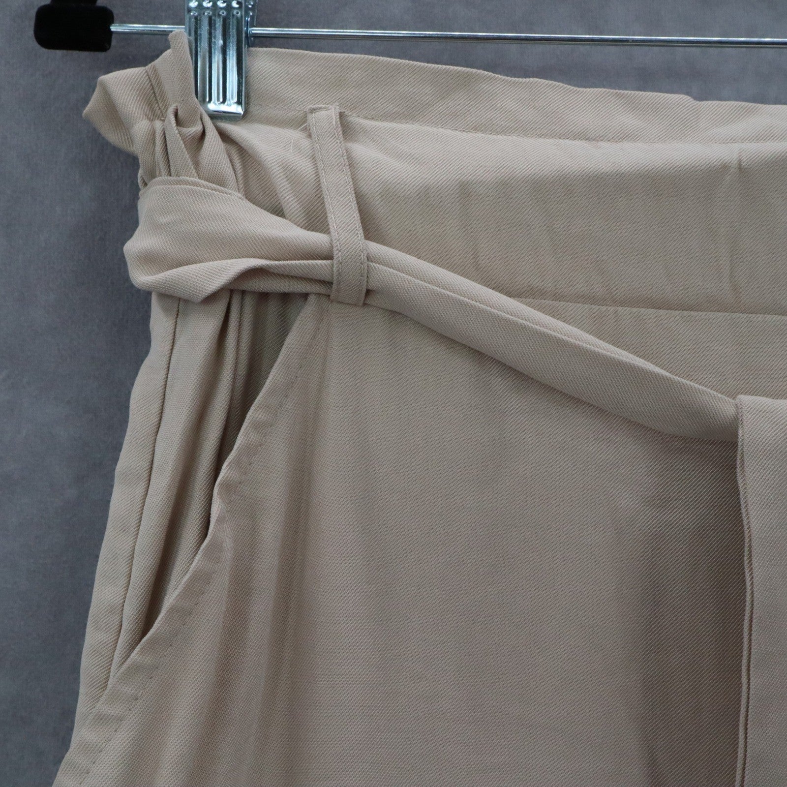 Evolutionary Tan Ruffle Pull On Wide Leg Belt Boho Comfy Trouser Pants L Large