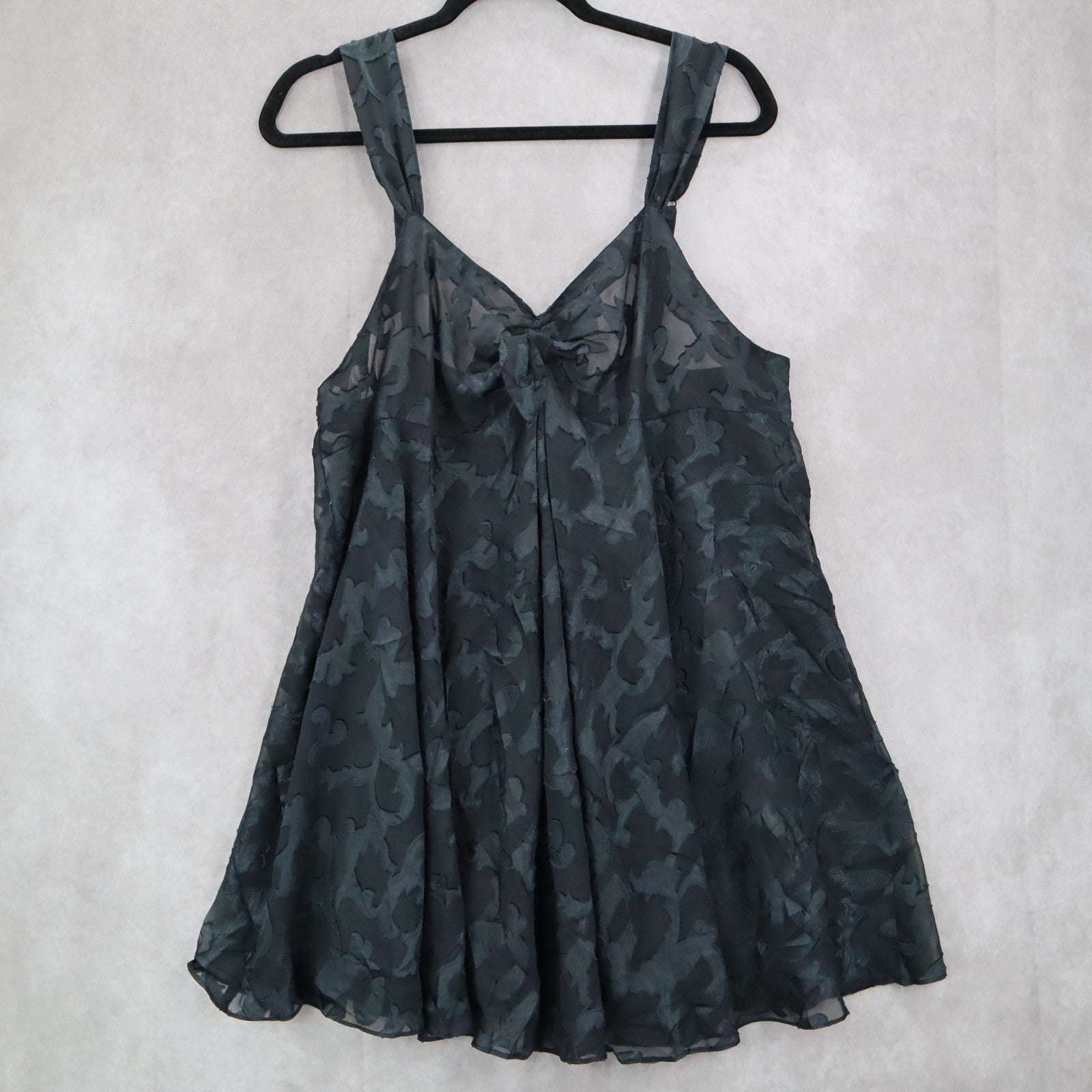 Victoria Secret Blue Black Vintage Floral Intimate Lingerie Sheer Dress Large