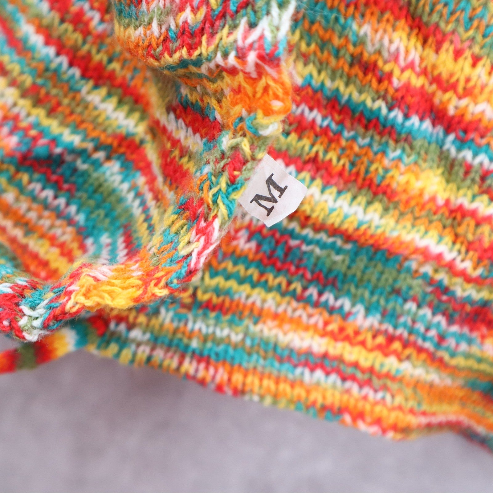 Orange Knit Multicolor Open Back Crop Tie Boho Stretch Y2K VTG Top M Medium