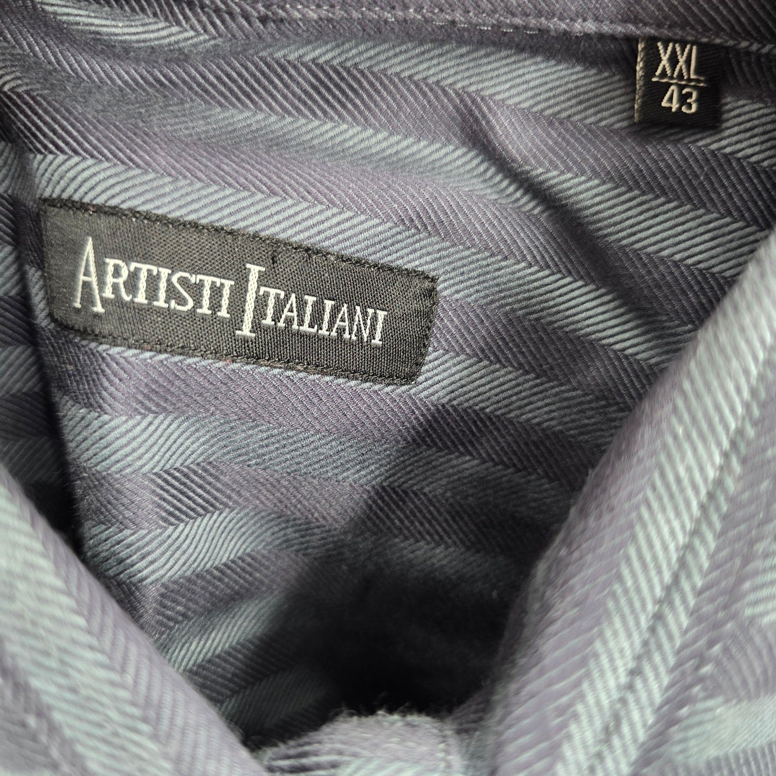 Artisti Italiani Grey Stipe Mens Work Cotton Button Down Dress Shirt XXL