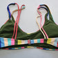 No Boundaries Stripe Pink Swim Sports Bra Bralette Bikini Top L Large