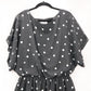 Shelby & Palmer Black Polka Dot Midi Dress Floral Elastic Flare Boho Casual 14W