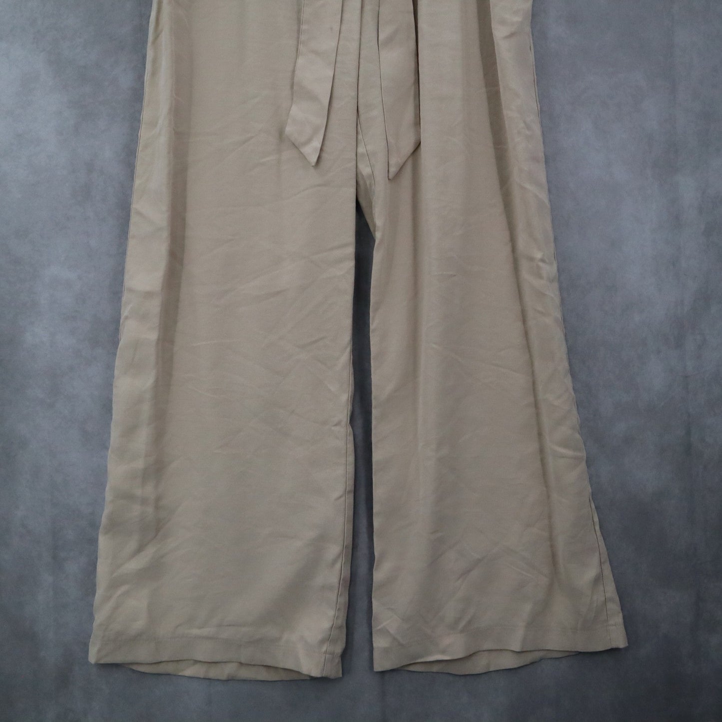 Evolutionary Tan Ruffle Pull On Wide Leg Belt Boho Comfy Trouser Pants L Large