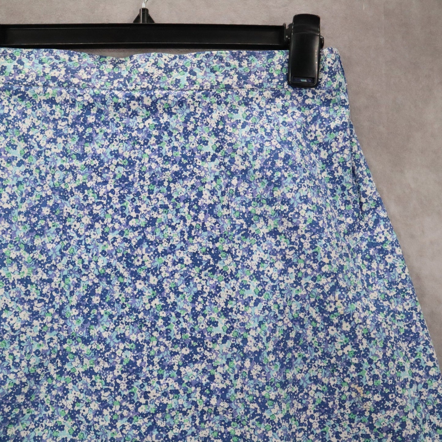 Blue Floral Mini Short Flare Pull On Cotton Tenniscore Boho Skirt S Small