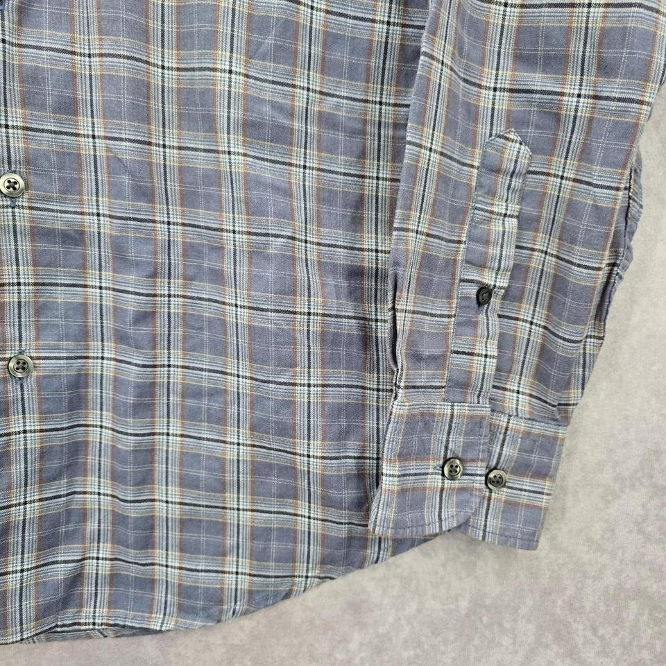 Dockers Gray Plaid Button Down Work Western Long Sleeve Cotton Shirt Small