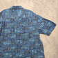 George Blue Beach Palm Tropical Surf Island Relaxed Hawaiian Shirt Large