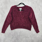 Arizona Red Chenille Ribbed Sleeve Y2K VTG Academia Crop Cozy Sweater Medium