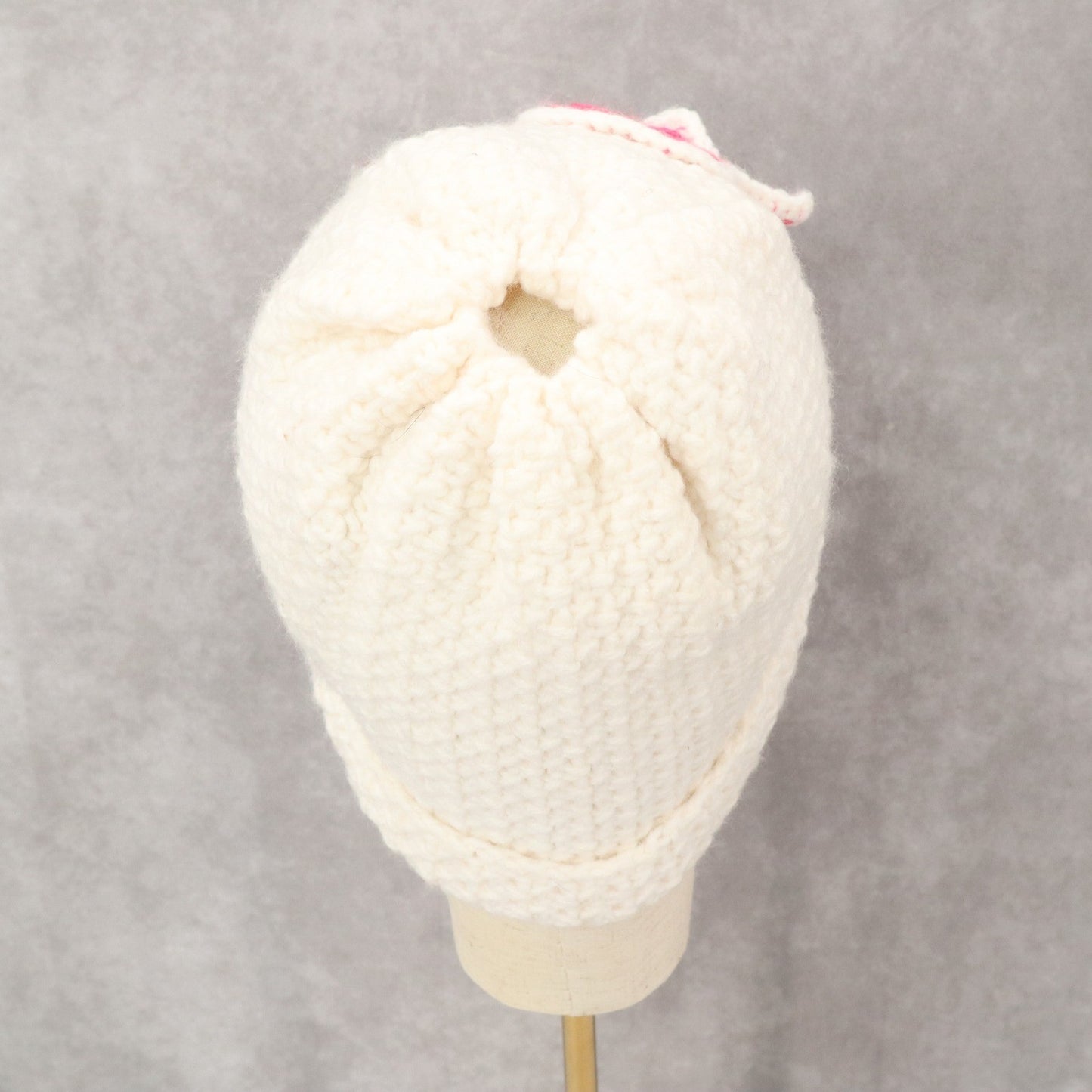 Pink Ribbon Cable Knit Y2K Vintage Breast Cancer Beanie Cap Hat OS