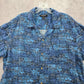 George Blue Beach Palm Tropical Surf Island Relaxed Hawaiian Shirt Large