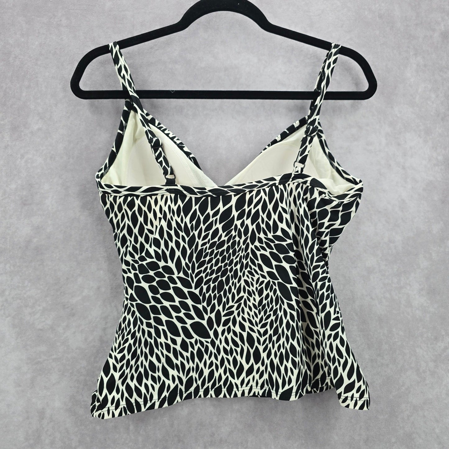 St John's Bay Black Floral Tank Top Padded Tankini Swimwear 12 Large
