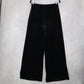 Black Velvet Wide Leg Boho Pull On Party Glam Straight Leg Trousers Pant S Small