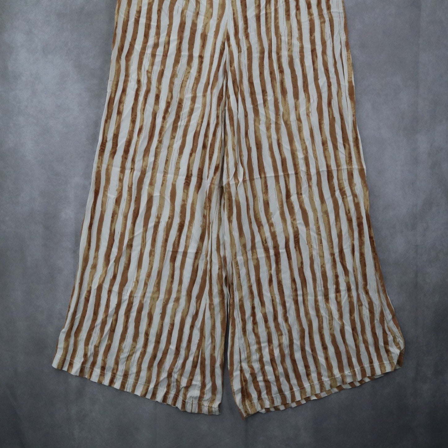 Zac & Rachel Yellow Stripe Pull On Wide Leg Boho Comfy Trouser Pants Large