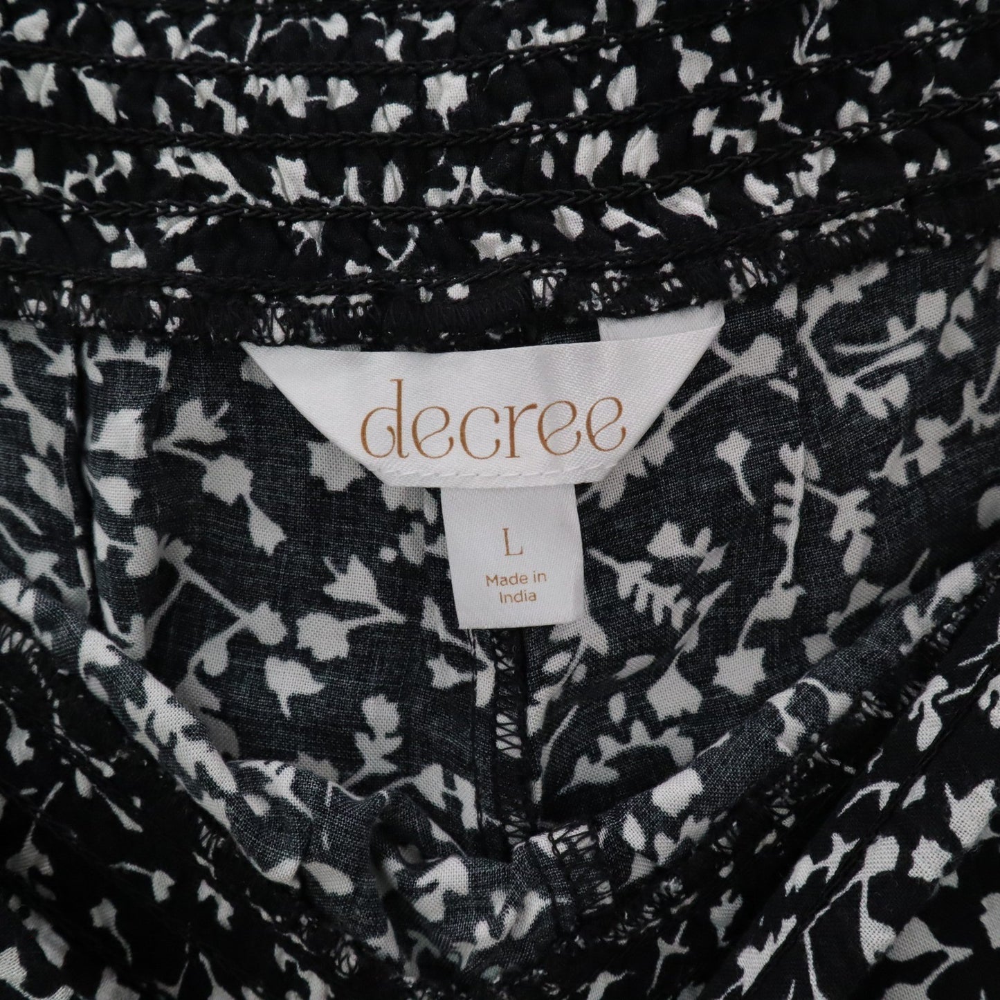 Decree Black Pull On Wide Leg Floral Boho Beach Comfy Trouser Pants Large