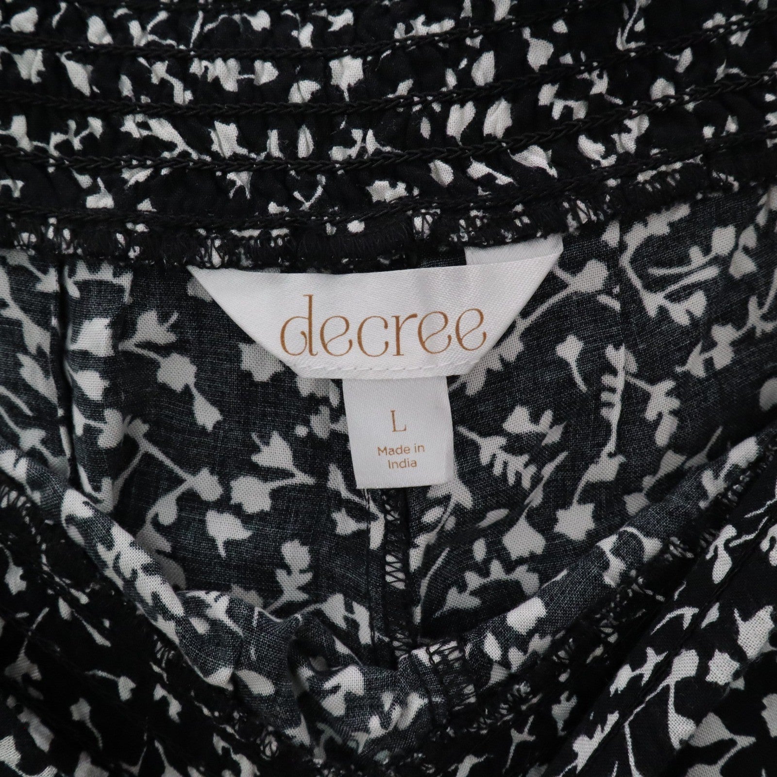 Decree Black Pull On Wide Leg Floral Boho Beach Comfy Trouser Pants Large