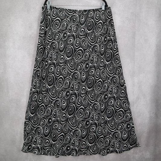 JBS Ltd Black Geometric Swirl Beach Long Flare Maxi Pull On Skirt Plus 20W