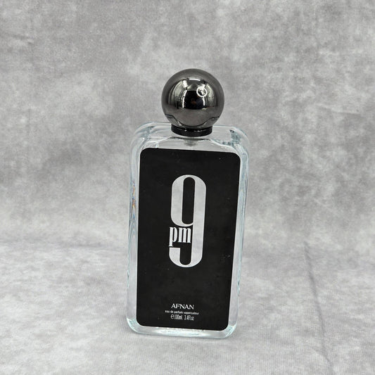 Afnan 9PM 3.4 FL Oz 100 ML Black Gray Clear Empty Collector Glass Bottle Only