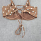Time and Tru Brown Polka Dots Padded Adjustable Strap Bikini Top Swimwear Small