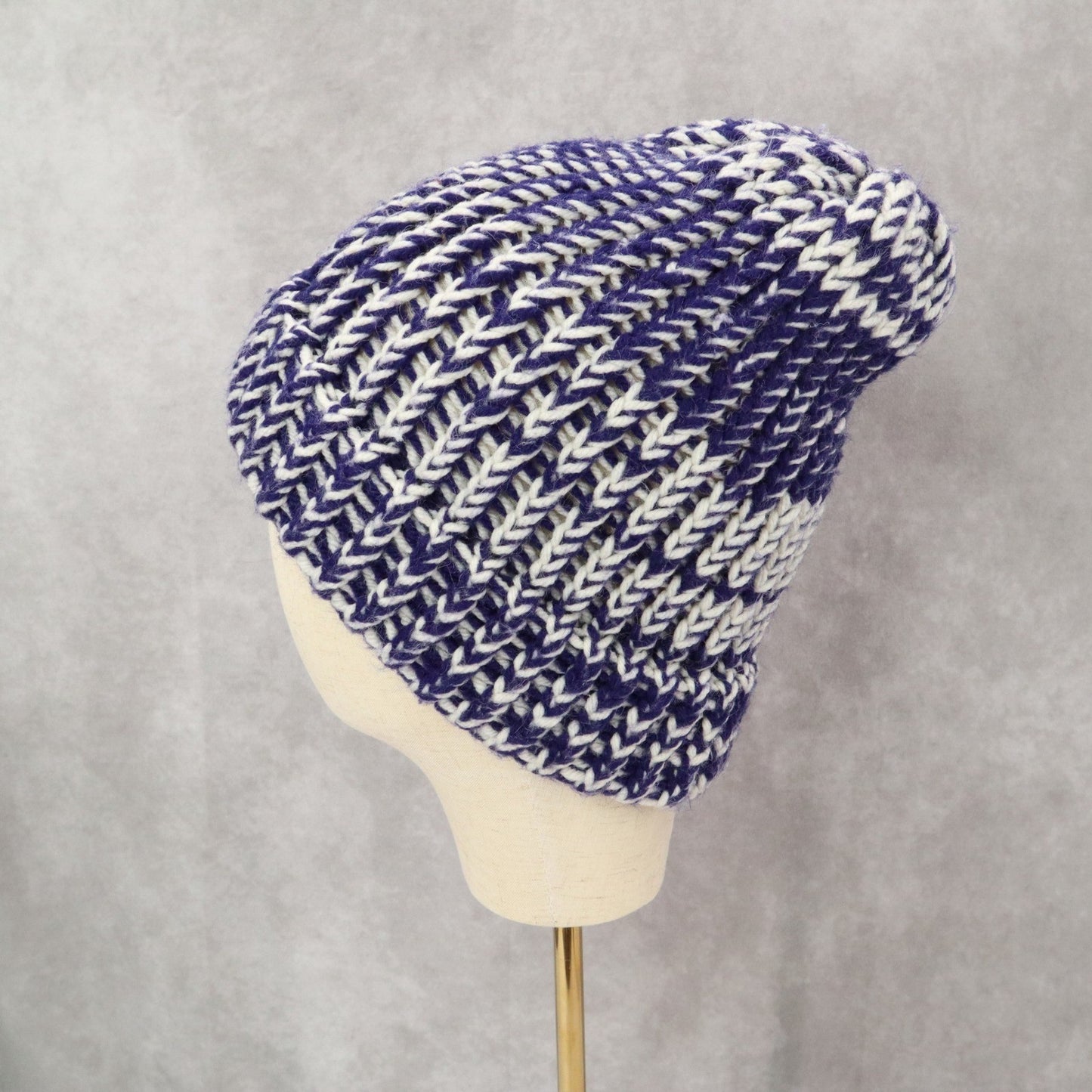 Purple Cable Knit Y2K Vintage Hippy Unisex Cottage Boho Bucket Beanie Cap Hat