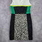 Calvin Klein Animal Black Green Leopard Knee Length Preppy Classic Dress 10