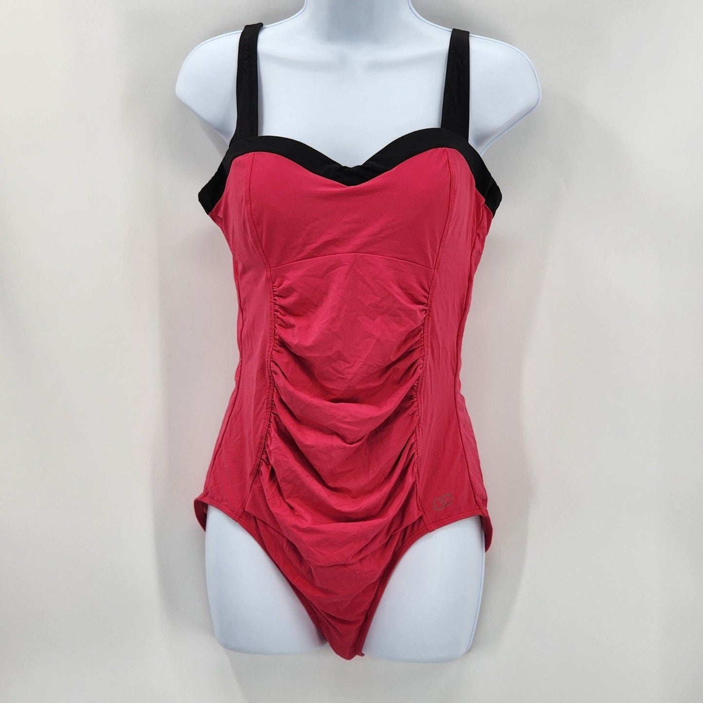 Calia Swimsuit One Piece Pink Black Padded Bra Adjustable Mesh Swimwear Medium