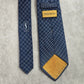 YSL Blue Gold Stripe Plaid Executive Silk Italy Neck Tie Men