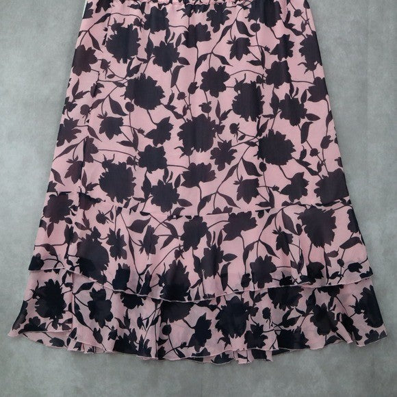 Sag Harbor Pink Blue Floral Knee Length Skirt Pull On Plus Boho XL Extra Large