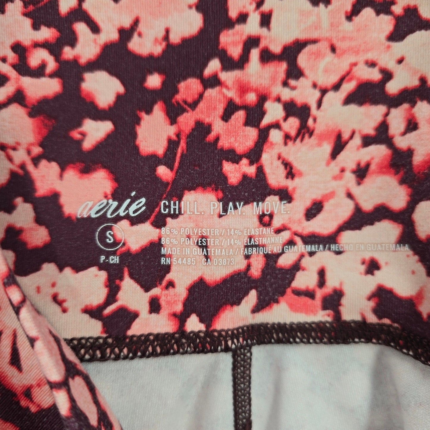 Aerie Chill Play Move Red Pink Floral Offline Ankle Leggings Pants Skinny Small