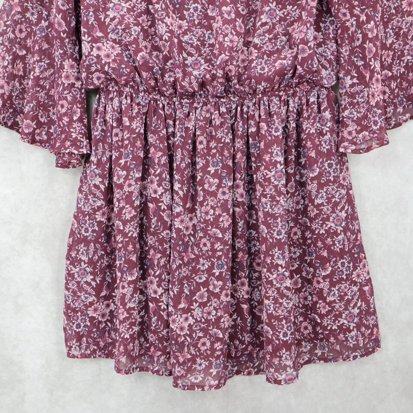 Speechless Purple Floral Fit Flare Boho Ruffle Flirt Bell Sleeve Dress Plus 1X