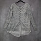 Torrid Gray Layered Hem Tunic Top Long Sleeve Knit Blouse Crisscross Ties 00
