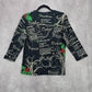 Cactus Bay Black Christmas Holiday Festival Y2K VTG Artsy Print Top Medium