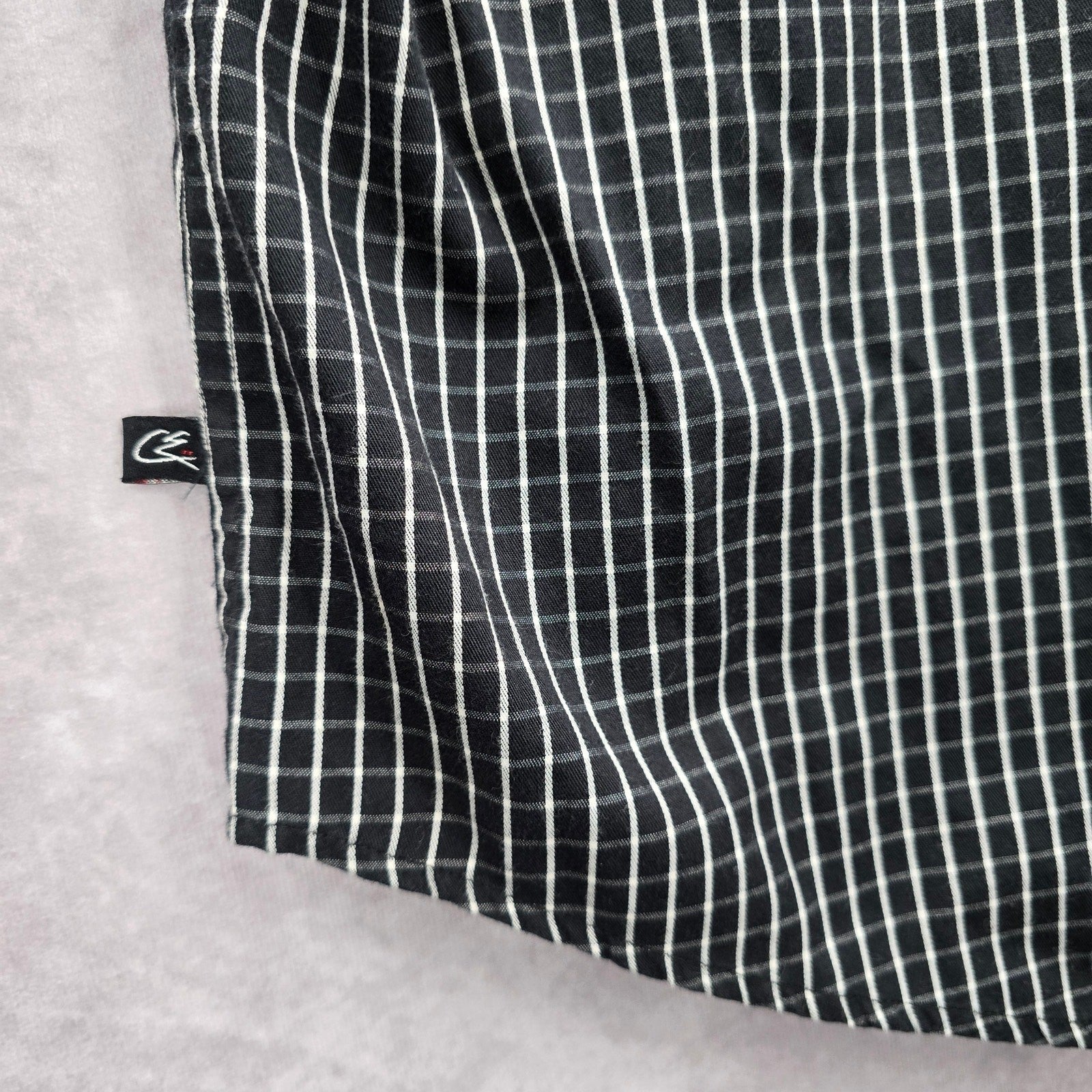 Cats Eye Black Stripe Button Down Long Sleeve Work Casual Dress Shirt Mens L