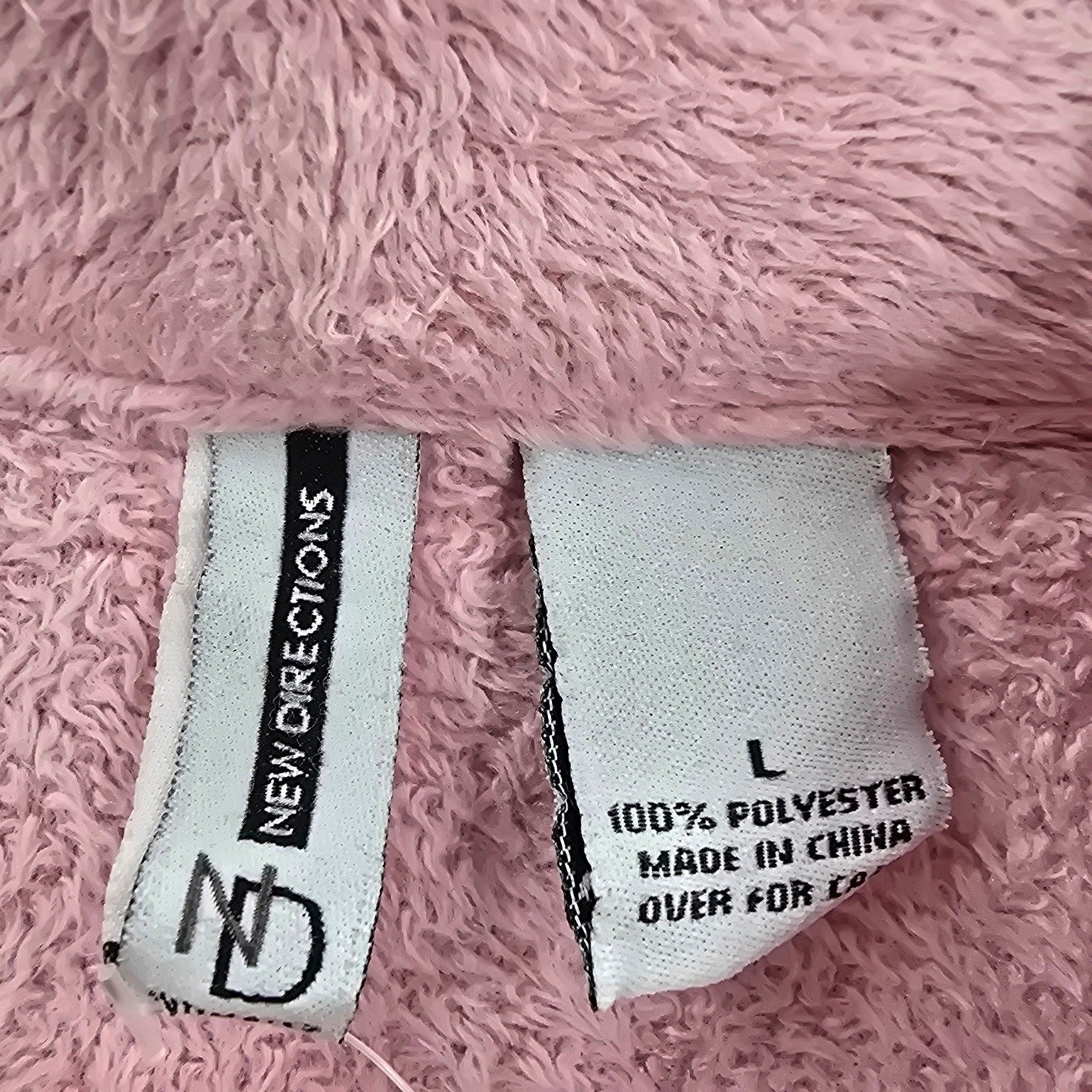 New Directions Pink Fleece Sweater Pullover Soft Comfy Cardigan L Large